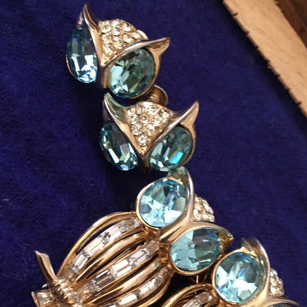 Vintage corocraft duette owl brooch and earrings - Picture 2 of 5